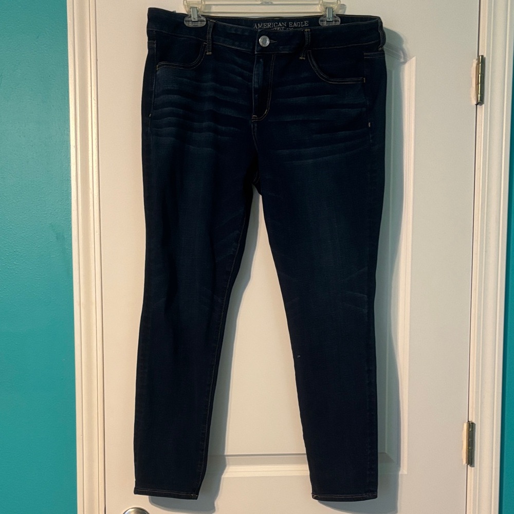 American Eagle Outfitters Dark Blue Ankle Jeans - Picture 4 of 11